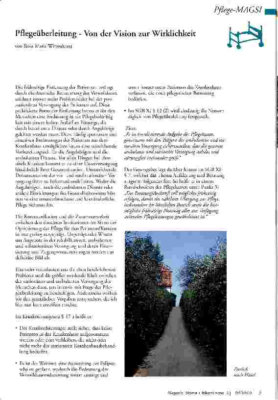 Vorschauseite 1: Pflegeüberleitung - Von der Vision zur Wirklichkeit