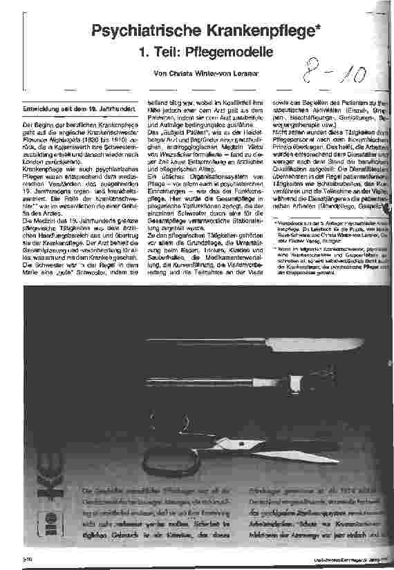 Vorschauseite 1: Psychiatrische Krankenpflege 1. Teil: Pflegemodelle