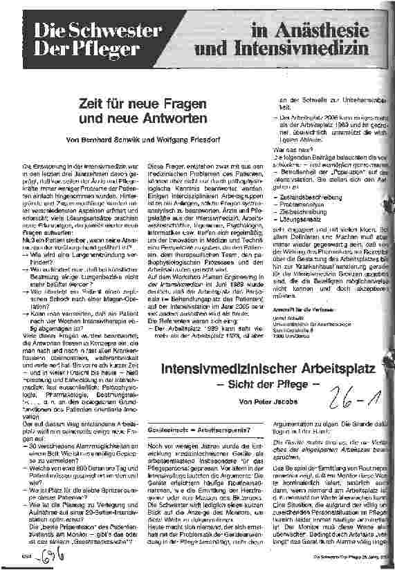 Vorschauseite 1: Intensivmedizinischer Arbeitsplatz - Sicht der Pflege -