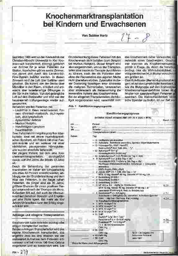 Vorschauseite 1: Knochenmarktransplantation bei Kindern und Erwachsenen