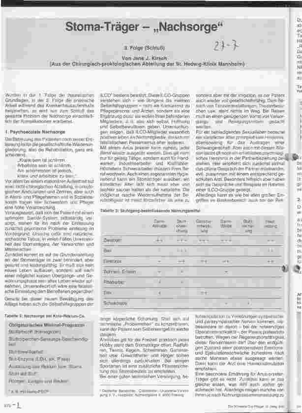 Vorschauseite 1: Stoma-Träger - Nachsorge 3. Folge (Schluß)