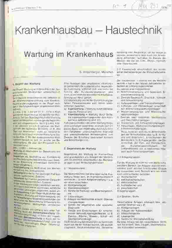 Vorschauseite 1: Krankenhausbau-Haustechnik Wartung im Krankenhaus