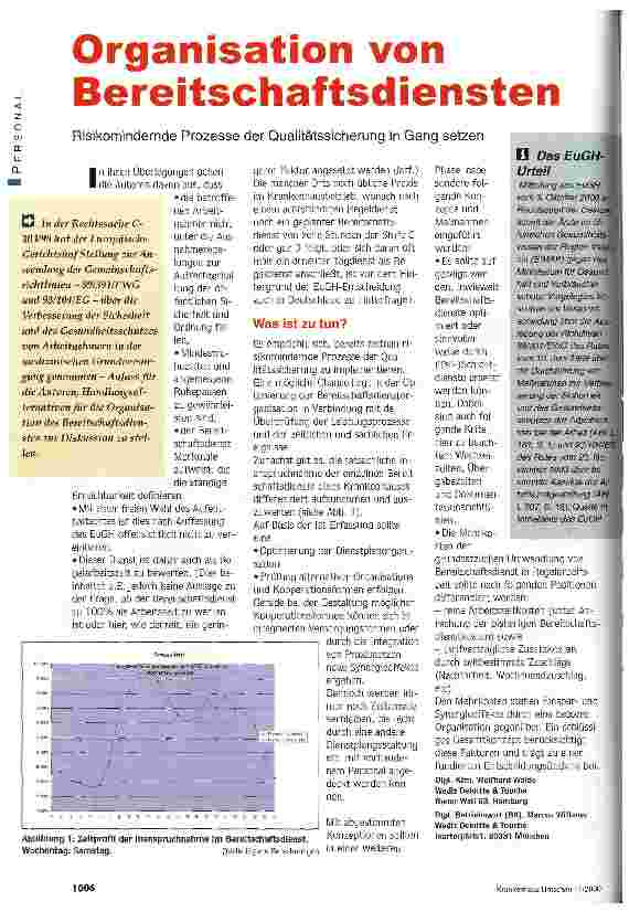 Vorschauseite 1: Organisation von Bereitschaftsdiensten Risikomindernde Prozesse der Qualitätssicherung in Gang setzen