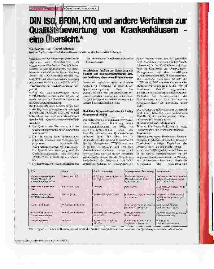 Vorschauseite 1: DIN ISQ EFQM, KTQ und andere Verfahren zur Qualitätsbewertung von Krankenhäusern -eine Übersicht