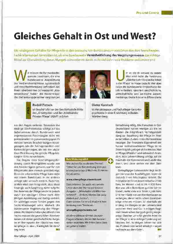 Vorschauseite 1: Gleiches Gehalt in Ost und West?