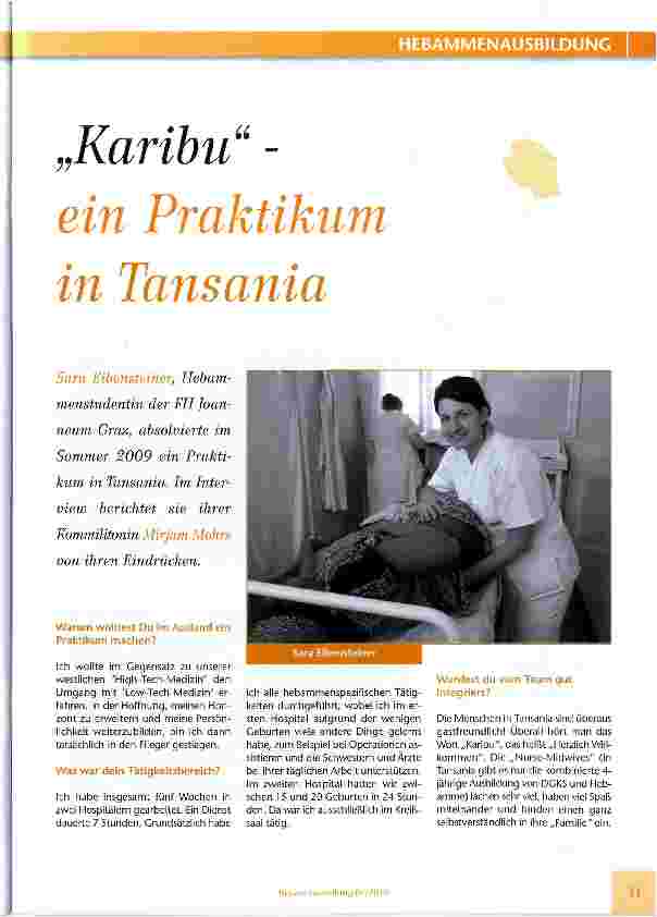 Vorschauseite 1: „Karibu -ein Praktikum in Tansania