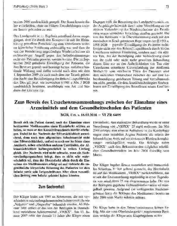 Vorschauseite 2: Abbruch lebenserhaltender Behandlung auf der Grundlage des Patientenwillens ist nicht strafbarBGH, Urt. v. 25.06.2010 - 2 StR 454/09