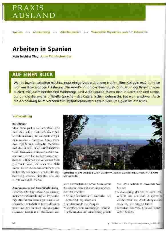Vorschauseite 1: Arbeiten in Spanien