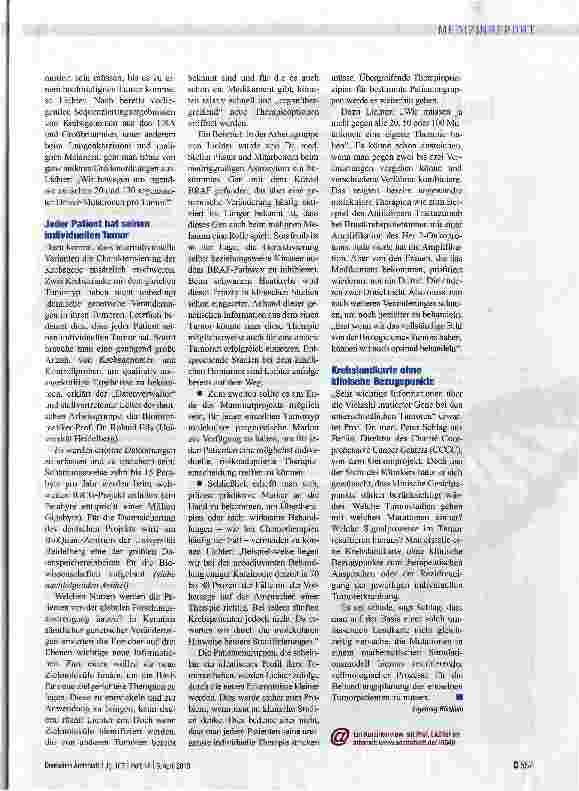 Vorschauseite 2: Herkulesaufgabe für die Onkologie