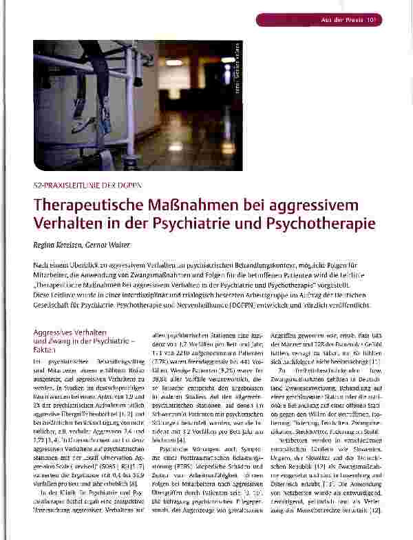 Vorschauseite 1: Therapeutische Maßnahmen bei aggressivem Verhalten in der Psychiatrie und Psychotherapie