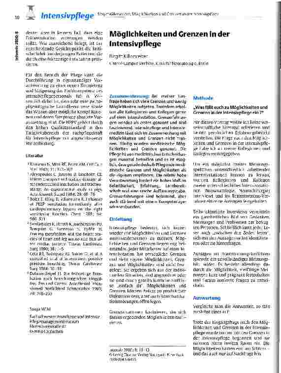 Vorschauseite 1: Möglichkeiten und Grenzen in der Intensivpflege