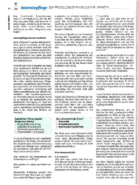Vorschauseite 3: Möglichkeiten und Grenzen in der Intensivpflege