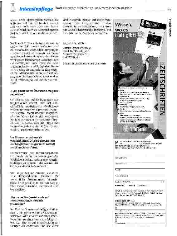 Vorschauseite 4: Möglichkeiten und Grenzen in der Intensivpflege