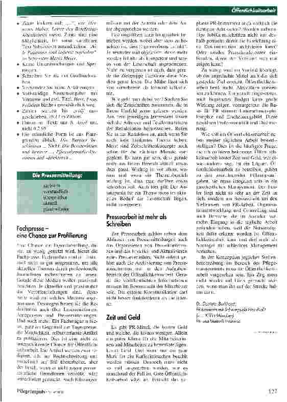 Vorschauseite 4: Führungsqualität zeigt sich in der Öffentlichkeitsarbeit Von der Notwendigkeit Pflegemanagement öffentlich zu machen