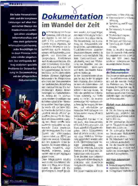 Vorschauseite 1: Dokumentation im Wandel der Zeit
