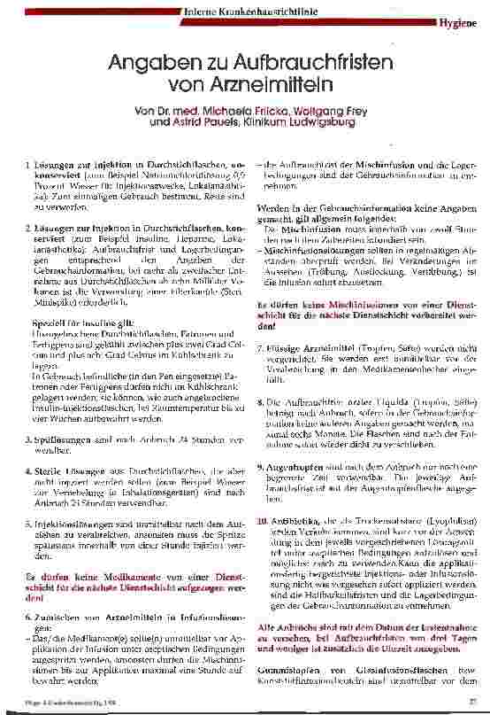Vorschauseite 1: Angaben zu Aufbrauchfristen von Arzneimitteln