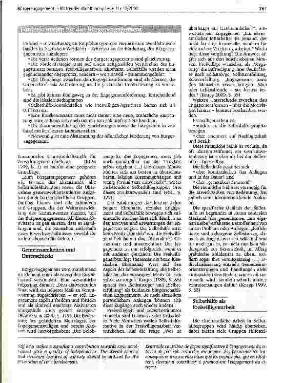 Vorschauseite 2: Selbstsorge und Gemeinsinn Der Beitrag der Selbsthilfe zum Bürgerengagement