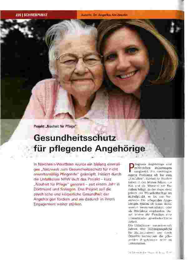 Vorschauseite 1: Gesundheitsschutz für pflegende Angehörige