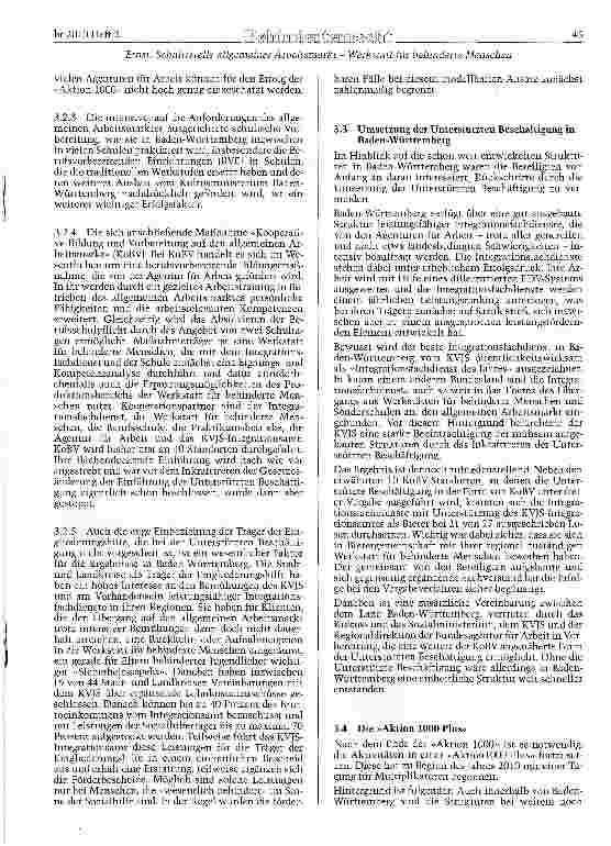 Vorschauseite 6: Schnittstelle allgemeiner Arbeitsmarkt -Werkstatt für behinderte Menschen: Aktueller Stand der Diskussion am Beginn des Jahres 2010