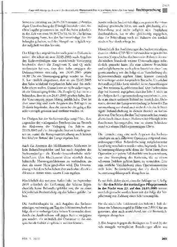 Vorschauseite 3: Pflegeund Versorgungsfehler durch das diensthabende Pflegepersonal (hier: nicht erfolgtes Herbeirufen eines Arztes)