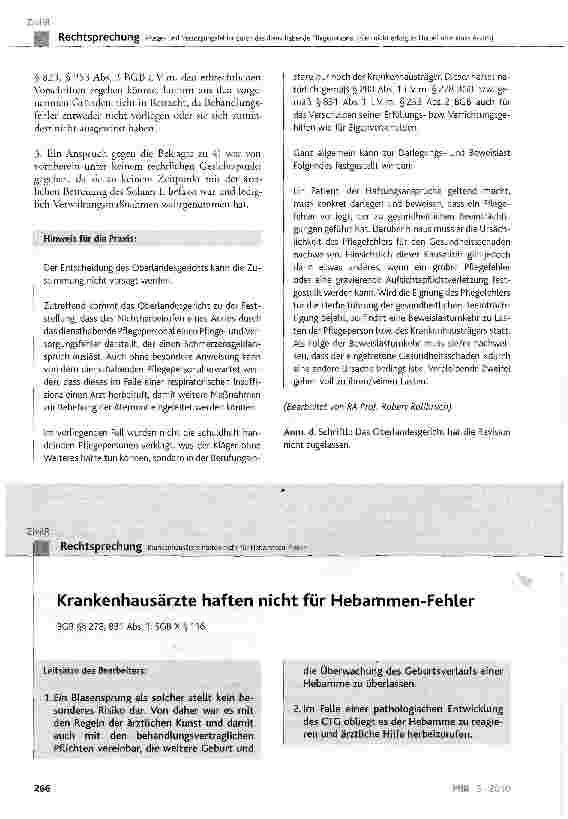 Vorschauseite 4: Pflegeund Versorgungsfehler durch das diensthabende Pflegepersonal (hier: nicht erfolgtes Herbeirufen eines Arztes)