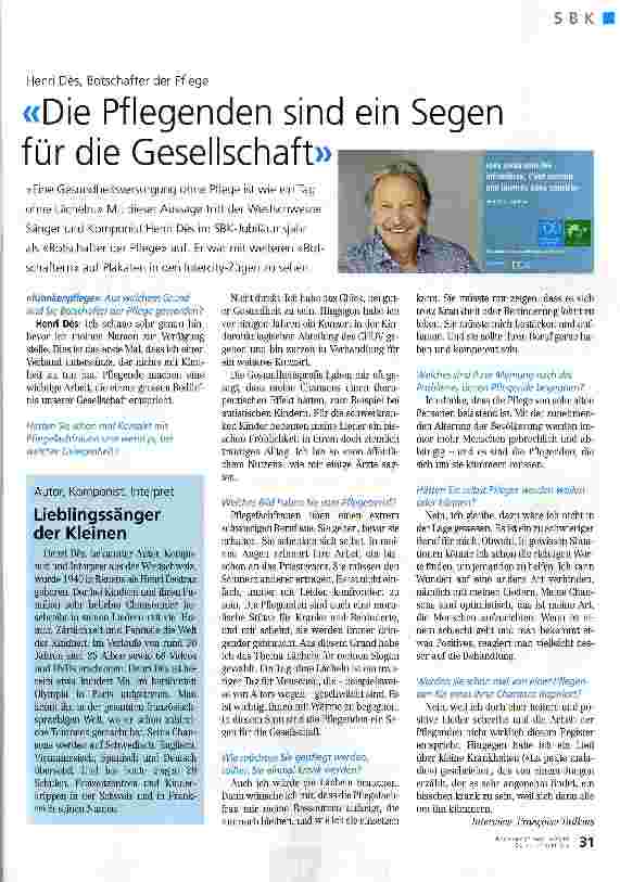Vorschauseite 1: «Die Pflegenden sind ein Segen für die Gesellschaft»