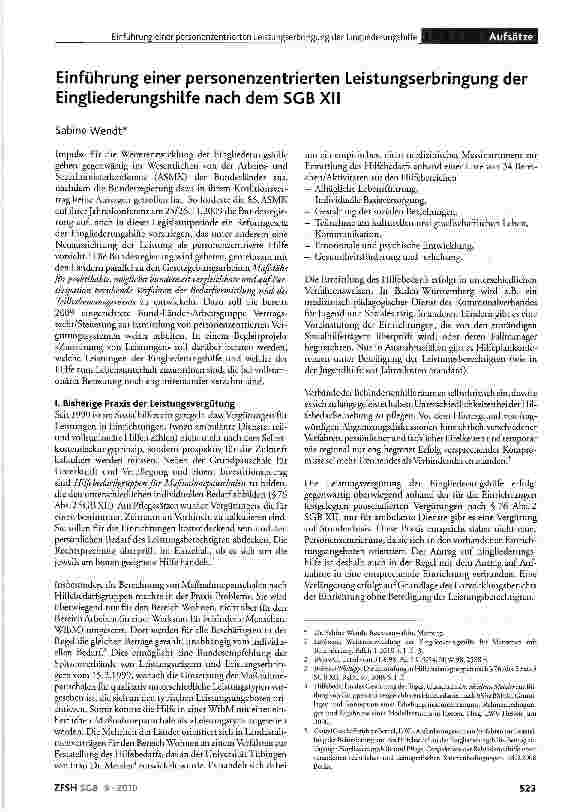 Vorschauseite 1: Einführung einer personenzentrierten Leistungserbringung der Eingliederungshilfe nach dem SGB XII