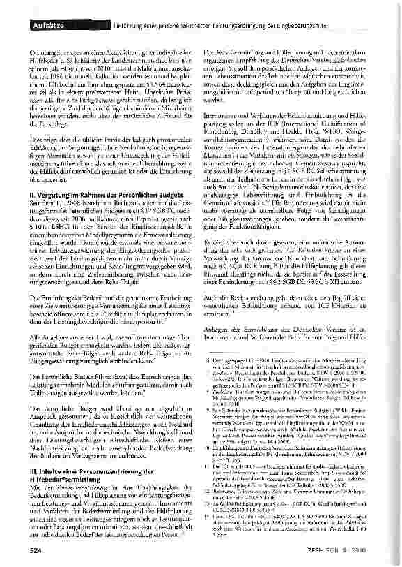 Vorschauseite 2: Einführung einer personenzentrierten Leistungserbringung der Eingliederungshilfe nach dem SGB XII