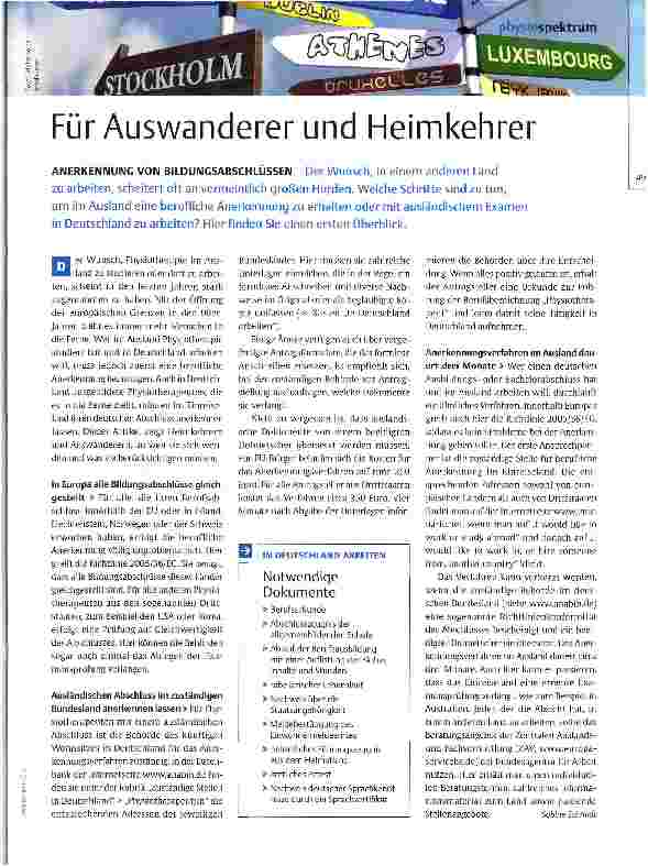 Vorschauseite 1: Für Auswanderer und Heimkehrer