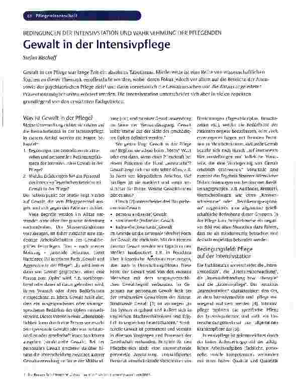 Vorschauseite 1: Gewalt in der Intensivpflege