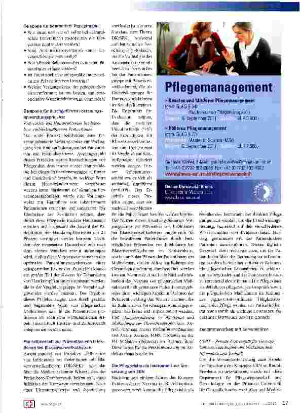 Vorschauseite 3: Pflegepraxis + Pflegeforschung Berufsentwicklung