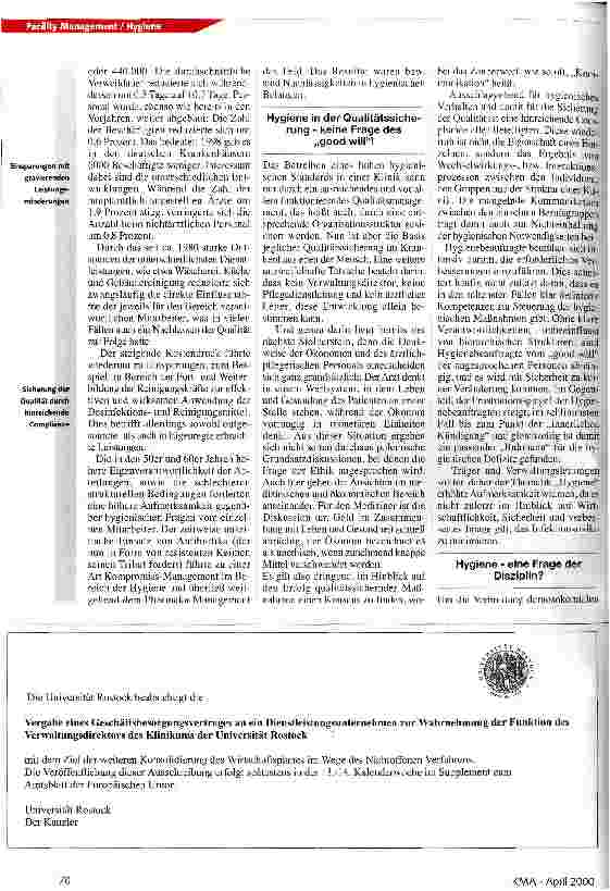 Vorschauseite 2: Klare Kompetenz-Zuweisung und Disziplin statt empirischer Hygiene-Rituale
