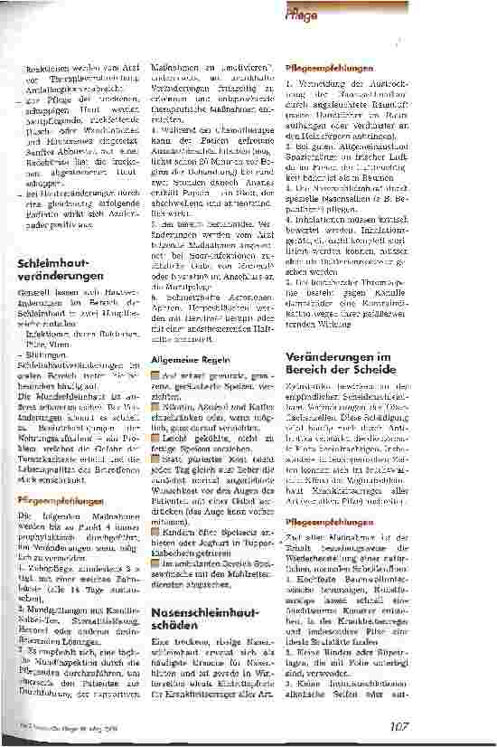 Vorschauseite 2: Pflegerische Intervention bei chemotherapierten Patienten Teil 2: Spezielle Veränderungen während und nach einer chemotherapeutischen Behandlung