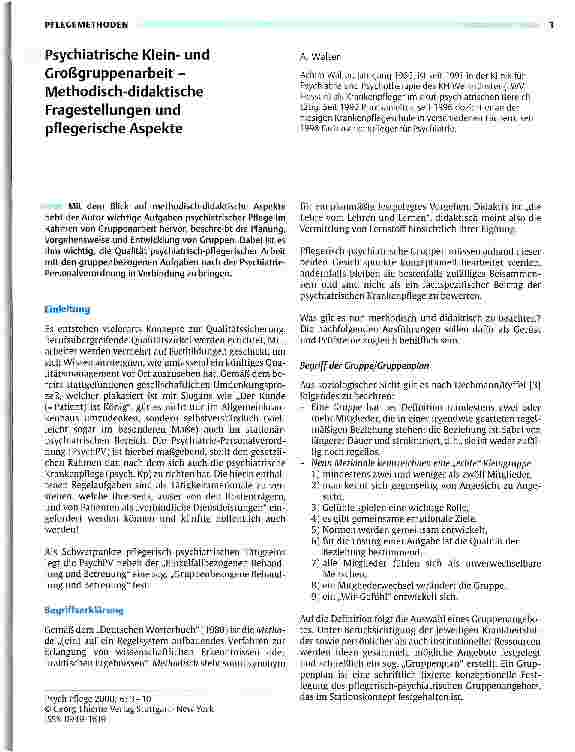 Vorschauseite 1: Psychiatrische Kleinund Großgruppenarbeit Methodisch-didaktische Fragestellungen und pflegerische Aspekte