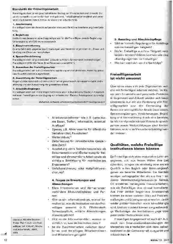 Vorschauseite 3: Freiwilligenarbeit in Institutionen