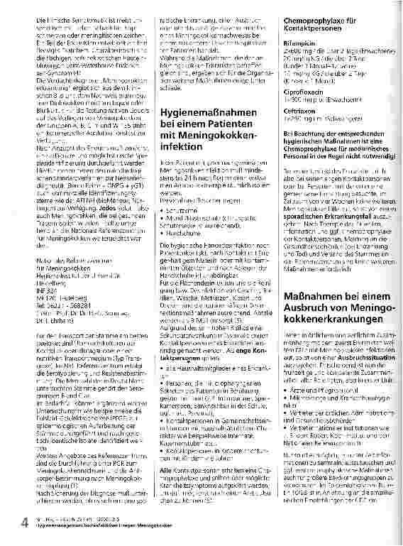 Vorschauseite 2: Hygienemanagement hochinfektiöser Erreger: Meningokokken