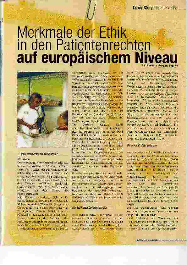 Vorschauseite 1: Merkmale der Ethik in den Patientenrechten auf europäischem Niveau