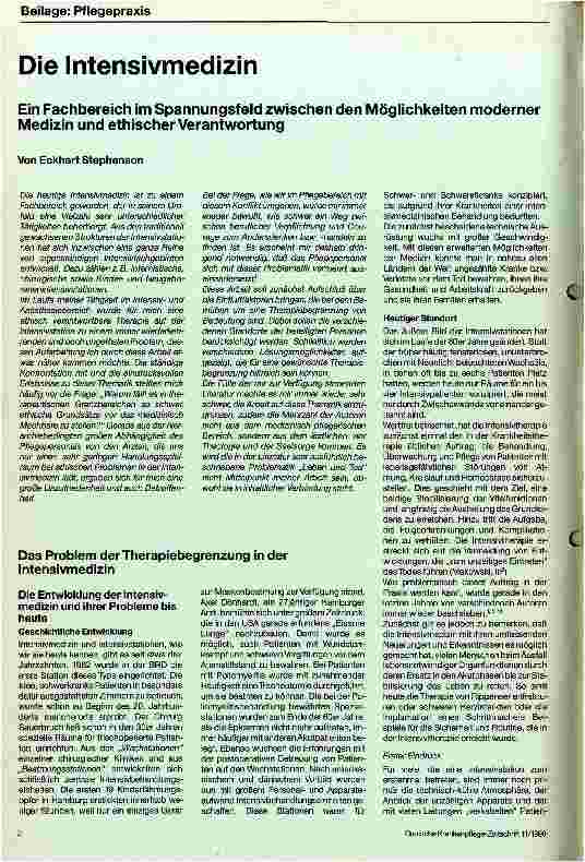 Vorschauseite 1: Die Intensivmedizin - Ein Fachbereich im Spannungsfeld zwischen den Möglichkeiten moderner Medizin und ethischer Verantwortung