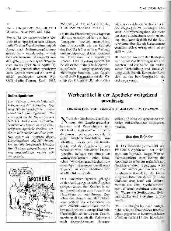 Vorschauseite 1: Werbeartikel in der Apotheke weitgehend unzulässig