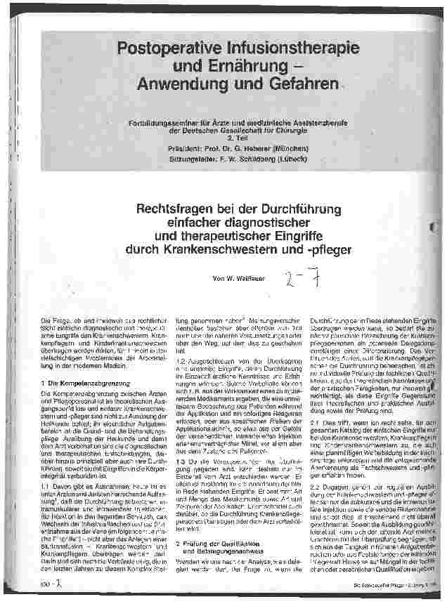 Vorschauseite 1: Rechtsfragen bei der durchführung einfacher Diagnostischer Eingriffe durch das Pflegepersonal