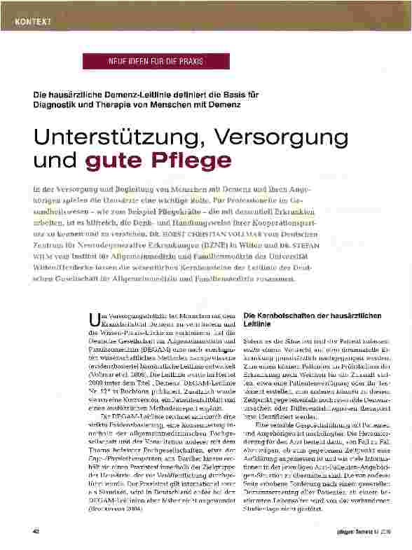 Vorschauseite 1: Unterstützung, Versorgung und gute Pflege
