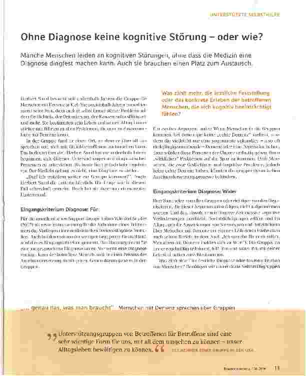 Vorschauseite 1: Ohne Diagnose keine kognitive Störung - oder wie?
