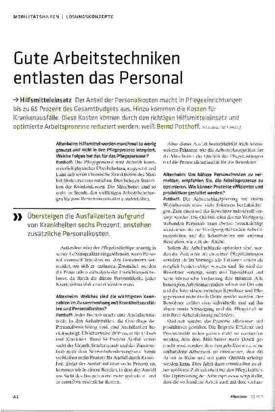 Vorschauseite 1: Gute Arbeitstechniken entlasten das Personal