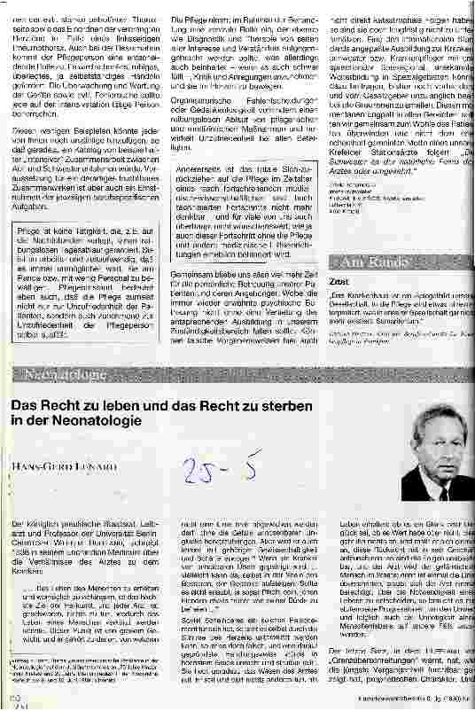 Vorschauseite 1: Das Recht zu leben und das Recht zu sterben in der Neonatologie