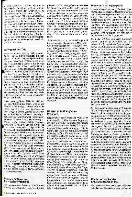 Vorschauseite 2: Das Recht zu leben und das Recht zu sterben in der Neonatologie