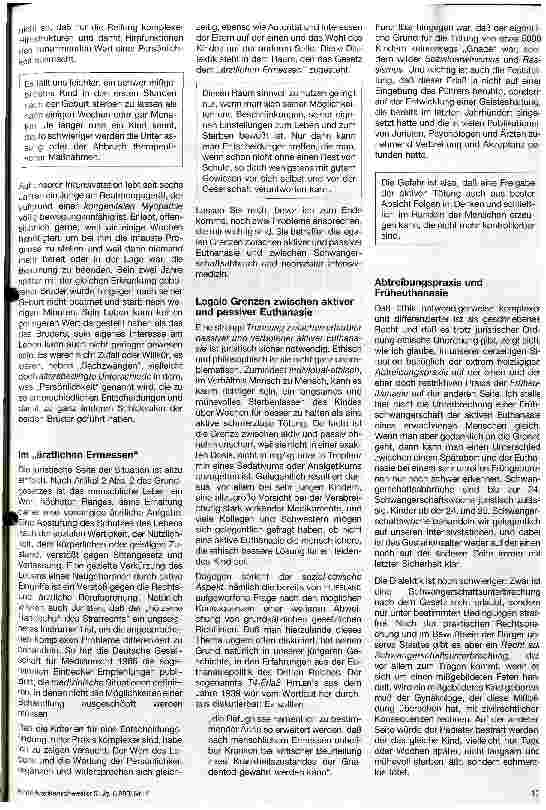 Vorschauseite 4: Das Recht zu leben und das Recht zu sterben in der Neonatologie