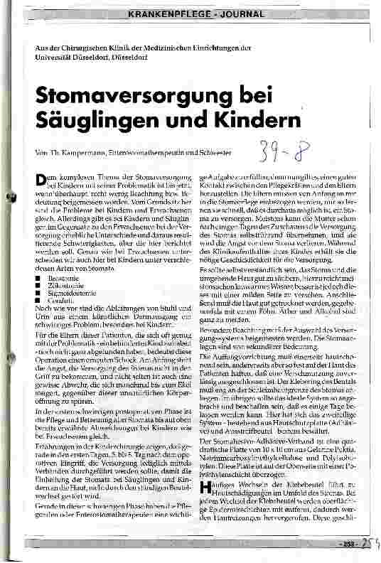 Vorschauseite 1: Stomaversorgung bei Säuglingen und Kindern
