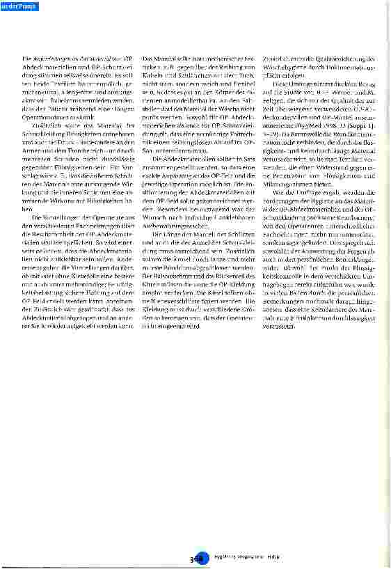 Vorschauseite 3: Zur Bedeutung der Qualität von OP-Abdeckmaterialien und OP-Schutzkleidung aus klinischer Sicht