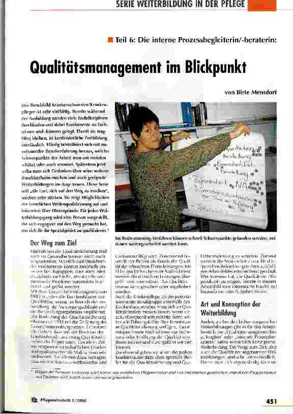 Vorschauseite 1: Qualitätsmanagement im Blickpunkt