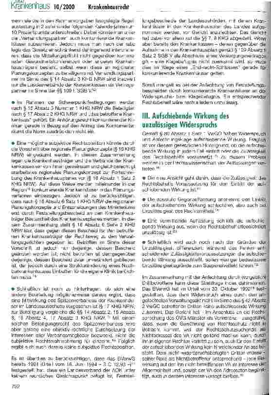 Vorschauseite 3: Zur Drittwirkung von Feststellungsbescheiden im Krankenhausrecht